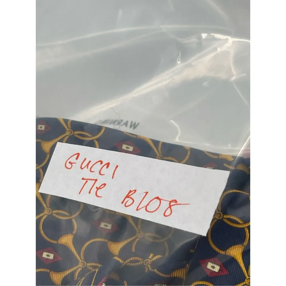 Paolo‎ Gucci Tie Silk Men Blue Gold Horns
